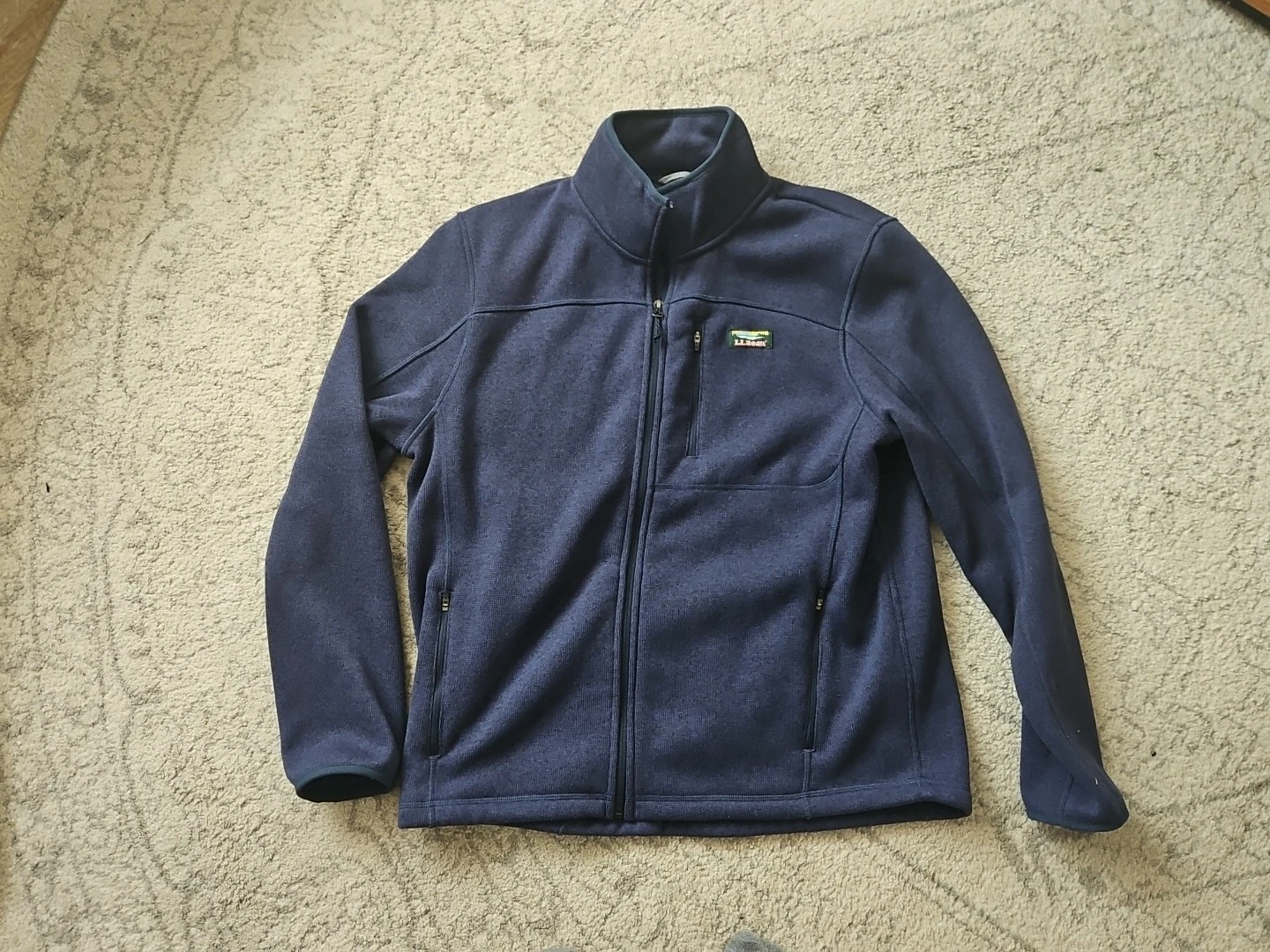 LL Bean Slightly Fitted Jacket Fleece 504938, Navy, Men's L Reg