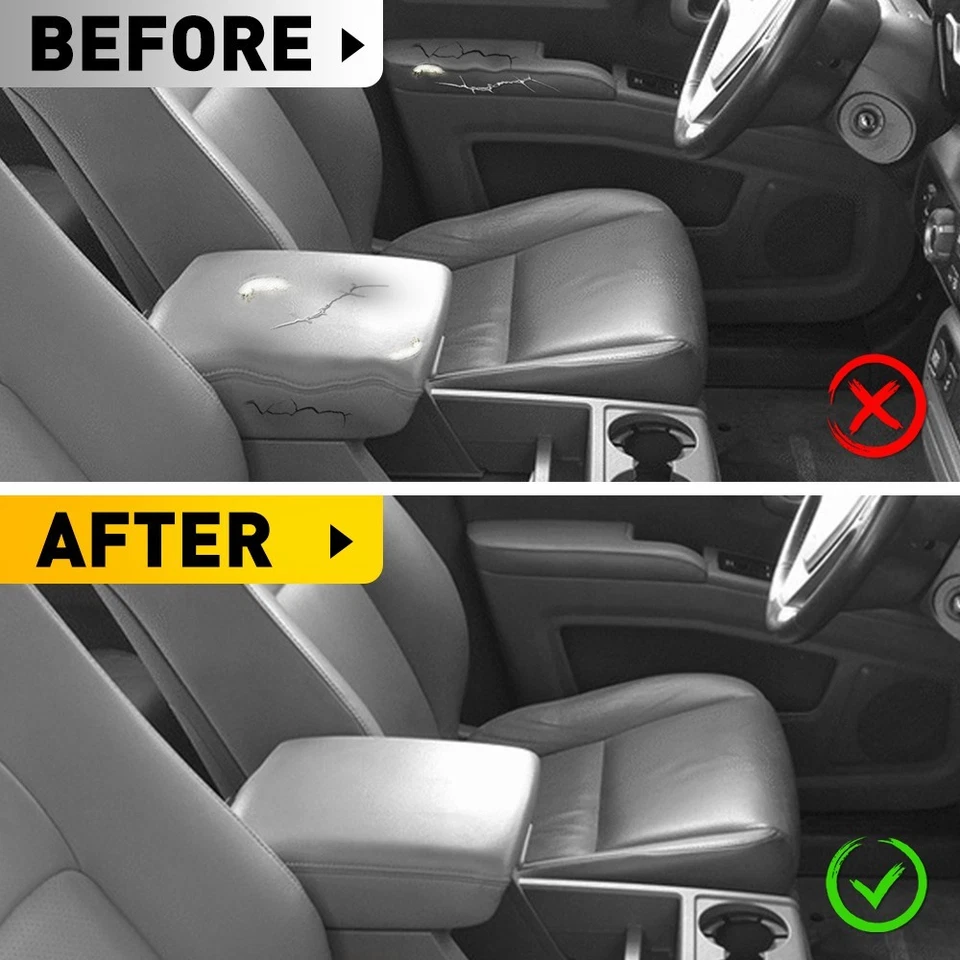 Juego de 3 cubiertas de reposabrazos de cuero gris para consola y puerta Honda Ridgeline 2006-2014 Foto 4 de 4