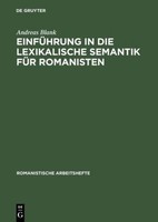 EinfüHrung In Die Lexikalische Semantik FüR Romanisten Andreas Blank