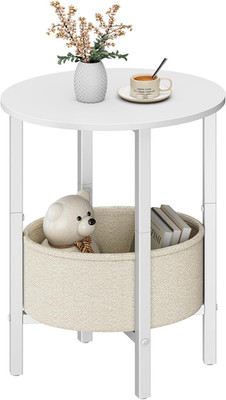 round Side Table End Table with Storage Basket, Small Side Table round Nightstan