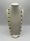Miriam Haskell Necklace Faux Pearl Stones Vintage Jewelry Gold Tone Beads Long