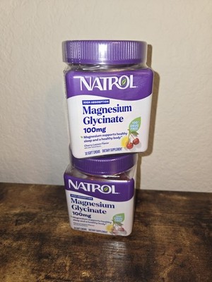 LOT (2) NATROL HIGH ABSORPTION MAGNESIUM GLYCINATE CHEWS, 30 CT EA, EXP 7/26+