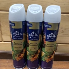 Glade EMBERS AND SANDALWOOD SOFT MIST Room Air Freshener Spray 3 Cans 8 OZ each