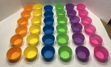 Reusable Silicone Baking Cups Lot Of 36 Pink Purple Green Yellow Blue Orange