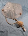 Vasque de lustre, suspension en verre pressé moulé, Art Déco, signée Degué