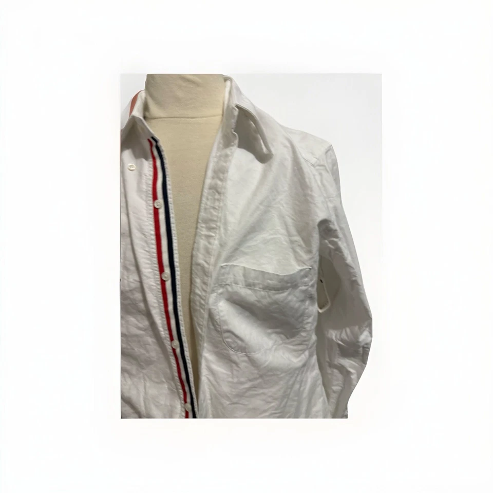 $420 МУЖСКАЯ БЕЛАЯ РУБАШКА THOMBROWNE OXFORD КЛАССИЧЕСКИЙ РАЗМЕР 4 БОЛЬШОЙ КРАСНЫЙ/БЕЛЫЙ/СИНИЙ - Изображение 2 из 4