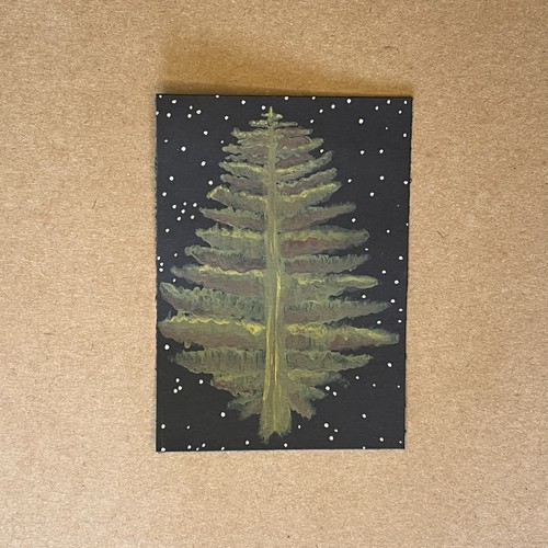ACEO (2.5 x 3.5") Original "Starry Botanical 01" Acrylic 2026 k.fowler.art