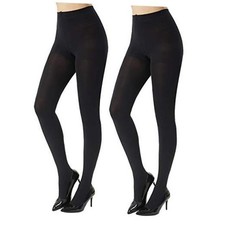 Women's 2 Pairs Super Opaque Tights for Women 120 Denier XX-Large Black