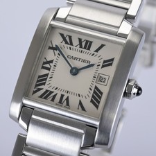Cartier Tank Francaise Medium 2465 White Roman 25mm Ladies Quartz Steel Watch 2