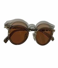 LE SPECS Round Metal Frame Gold Amber 'Tornado' Sunglasses with Original Case