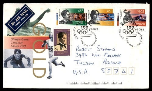 Mayfairstamps Australia FDC 1996 Atlanta Olympic Games centenary mixed frank air