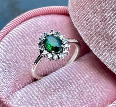 2.00Ct Natural Oval Cut Emerald & Diamond Wedding  Ring Solid 950 Platinum