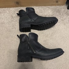 UGG LAVELLE BLACK LEATHER SHEARLIING ANKLE BOOTS WOMEN SIZE 8 U.K.