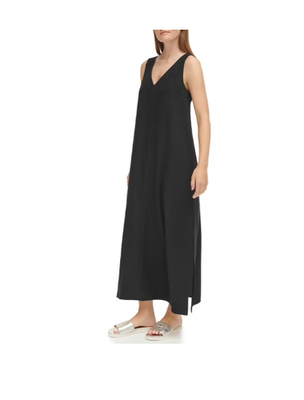 blue illusion linen dress Blue illusion