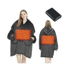 Homemate Heated Wearable Blanket Hoodie - with Battery Pack 7.4V - Oversized ...