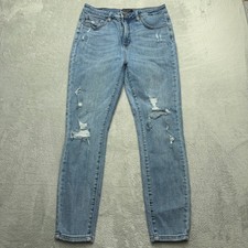 Judy Blue Jeans Womens 13/31 Blue Control Top Skinny Distressed Ripped Denim