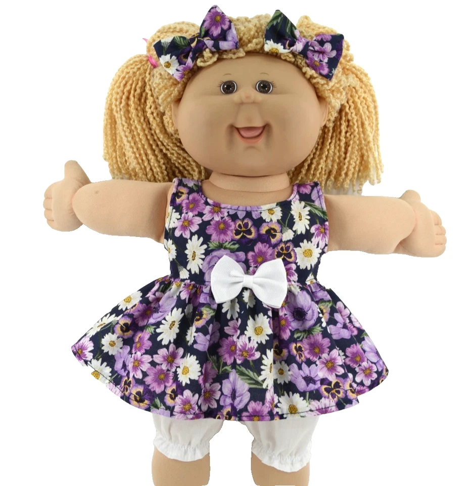 Dolls clothes for 16" Cabbage Patch Kid FLORAL/BUTTERFLY DRESS~BLOOMERS~BOWS
