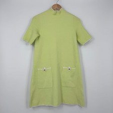 Maeve Anthropologie Annalise Mini Sweater Dress Sz XS Lime Green Mock Neck Retro