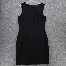 Tahari ASL Dress Womens 10 Black Sheath Sleeveless Knee Length Zip Back Lined