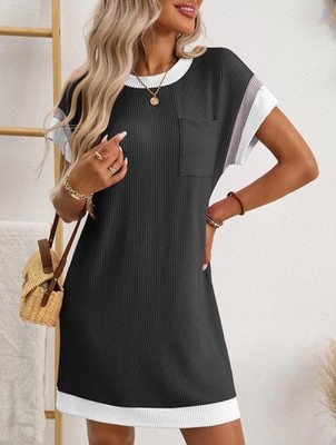 Women s Dress Trendy Color Block With Pocket ~ Size X-Small