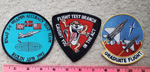 3 USAF Air Force Training & Flight School patches, Eglin AFB, Tasmanian Devil
