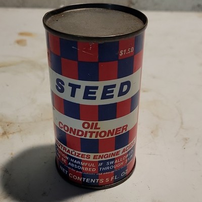 Steed Oil Conditioner Advertising Can Red Blue White Gas & Oil Theme