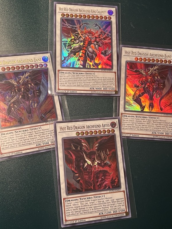 Yu-Gi-Oh! TCG Ultra Rare 4 Card Lot Hot Red Dragon DUPO-EN057, 58, 59