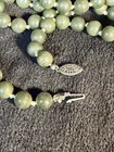 Vintage Chinese (?) Dark Green Knotted Jade Brad Necklace-38” Long — photo 2