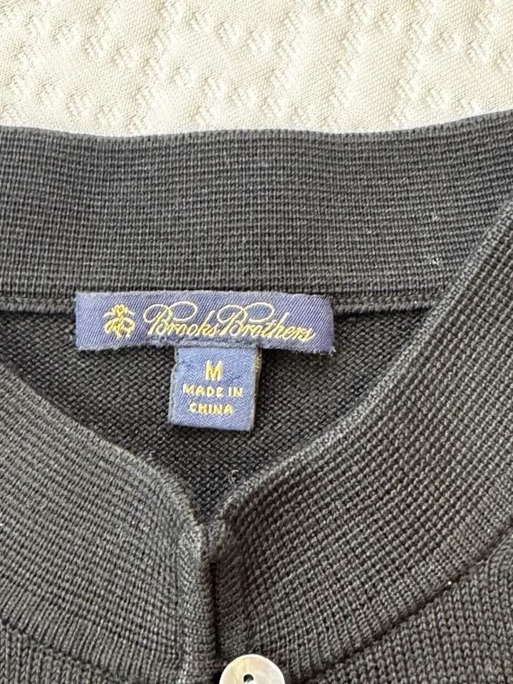 Suéter Top Brooks Brothers Negro Manga Corta Abullonada Cerradura Seda Talla M Foto 2 de 4