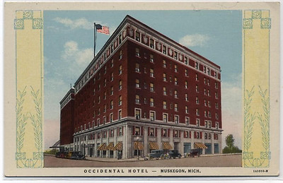 #ad OCCIDENTAL HOTEL MUSKEGONMICHIGAN LINEN 20#x27;S POSTCARD $18.45