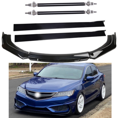Front Bumper Spoiler Splitter For Acura ILX 13-19 Side Skirt /Strut Rods Glossy