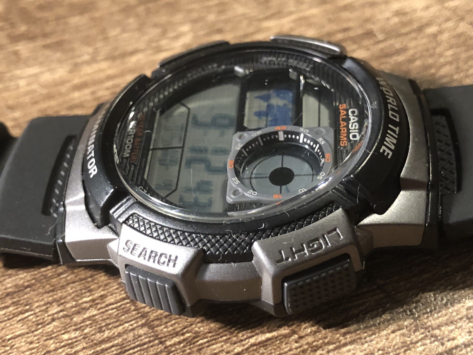 CASIO Illuminator World Time Digital Watch 100M Dive Alarm Chronograph  Running