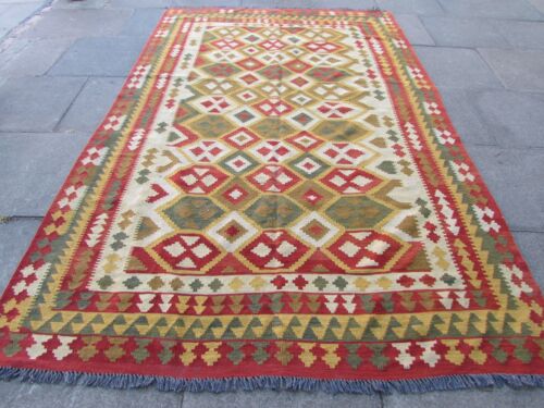 Kilim Old Traditional Hand Made Afghan Oriental Wool Brown Red Kilim 302x200cm - Picture 1 of 12