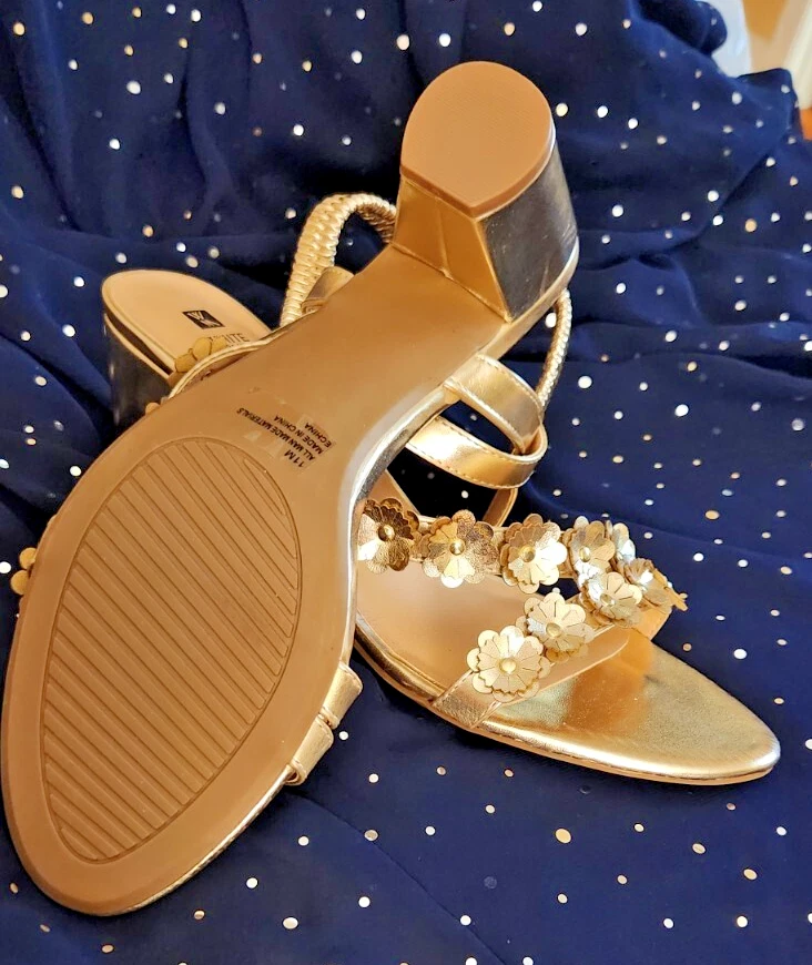 White Mountain  size 11M Gold  Strappy Sandals  Slingback  3'' heel - Image 4 of 4