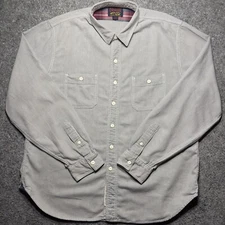 Cremieux Men Shirt XL Gray Long Sleeves Button UP