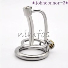 Stainless Steel Male Chastity Device Belt Cage with Tube Plug Lock Ring