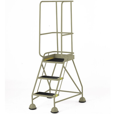 3 Stufen Mobile Lagertreppe & Geländer BEIGE 1,7m tragbare Sicherheitstreppe
