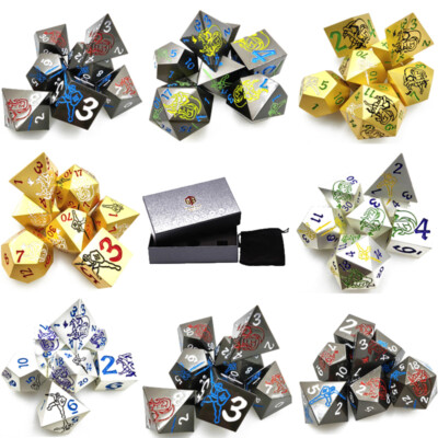 Poly Dice Set -Dragon Fighter (Select Colour) /D&D RPG 7 dice Dungeons &Dragongs