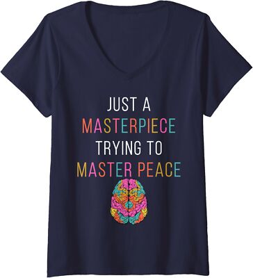 Just A Masterpiece Mental Health Awareness Green Ladies' V-Neck Tshirt