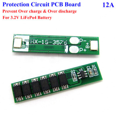 1S  Cell 18650 LiFePo4 Battery Charger 12A 3.2V BMS Protection PCB Board Circuit