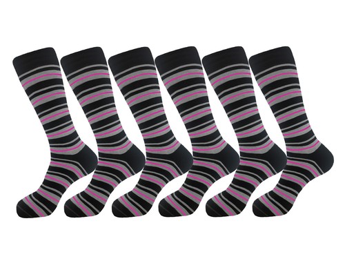 6 Pk Dress Socks Size 10-13 Striped Formal Cotton Socks TRUE TO SIZE - Picture 14 of 14