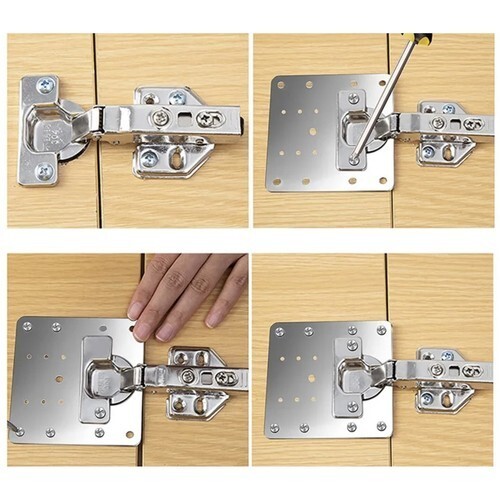 Set 4 Cerniere Cerniera PIastre per Riparazione Mobili Fori Ante Cucina Armadi - Foto 3 di 12
