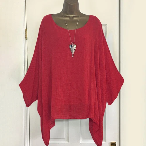Übergröße Damen Sommer halbärmelig lockere Bluse Damen lässig Fledermaus Flügel TShirt Top - Bild 4 von 44