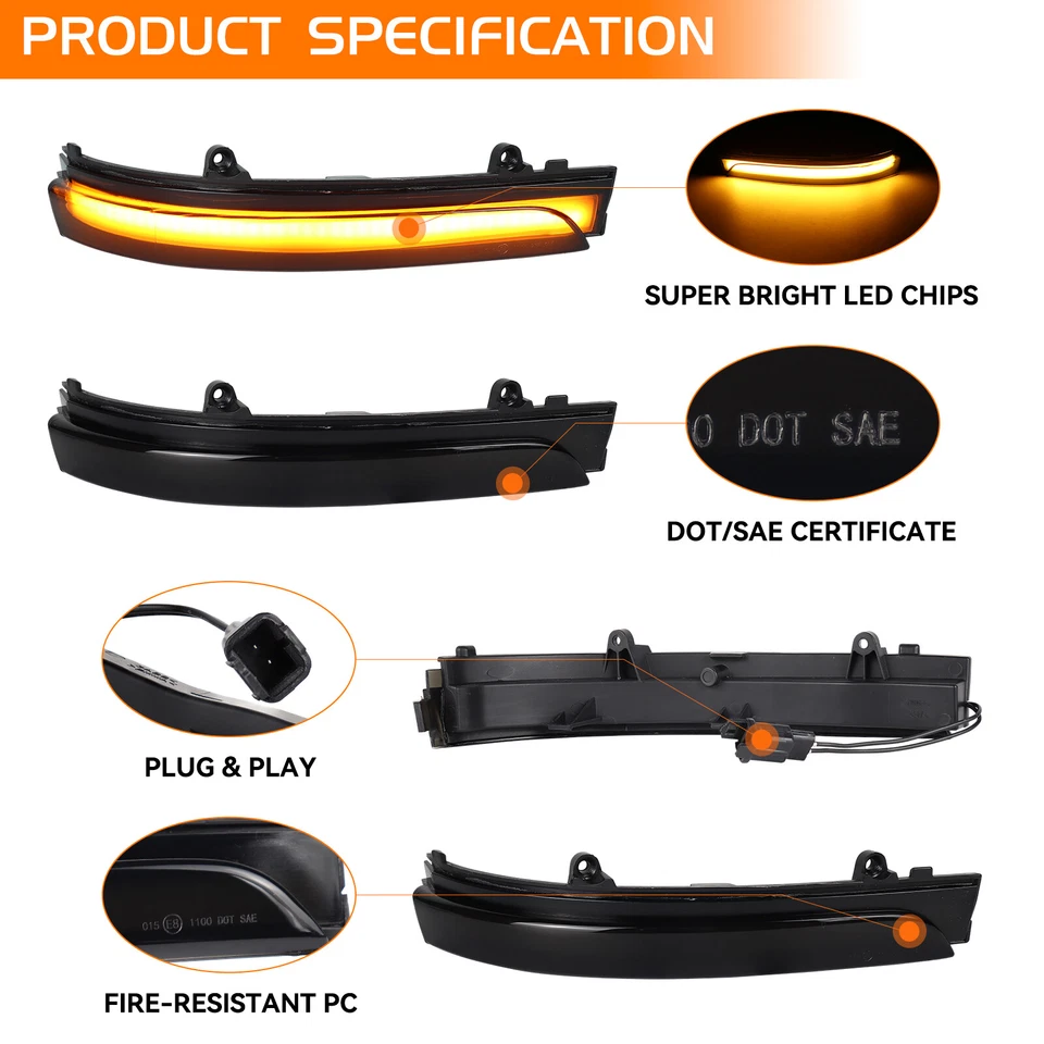 For VW GOL Saveiro Voyage FOX UP Jetta Mk6 SE Dynamic Mirro Turn Signal Lights - Изображение 3 из 4