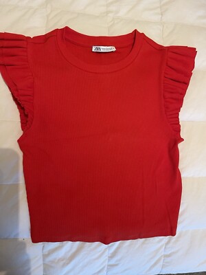 ZARA RED CROP TOP MEDIUM NWOT