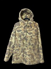 M Vintage Duck Camo Goretex USA Made Hunting Jacket Frogskin Hooded Zipper Broke