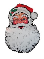 Vintage 1970 Beistle 26” by 18” Die Cut~Winking Santa Head Made in USA
