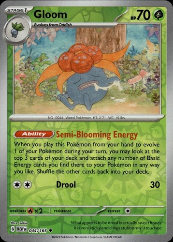 Pokémon 151 - Gloom 044/165 - Reverse Holo - NM/M