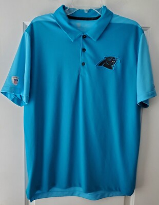 NIKE Dri Fit NFL Carolina Panthers Two Tone Blue Polo Golf Shirt Size L  EUC