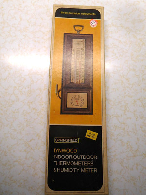 Vintage Lynwood Indoor Outdoor Thermometers & Humidity Meter New in Box RED/BLUE